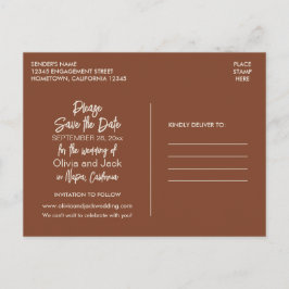 Cartão Postal Moderno Boho Minimalista Marrom Ferrugem Salve a D