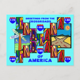 CARTÃO POSTAL MODERNO DE CARTA GRANDE INDIANA GREE