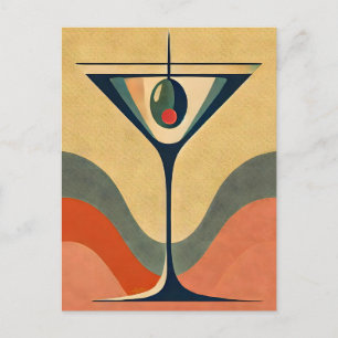 Cartão Postal Moderno de Meados do Século "onda de martini de az