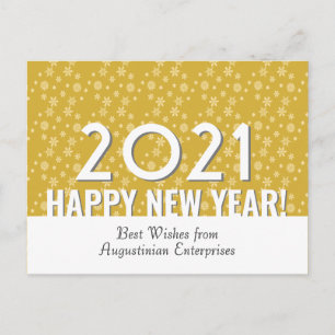 Cartão Postal Moderno DOURADO   Flocos de neve   FELIZ ANO NOVO 