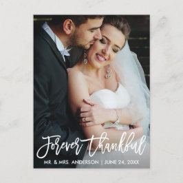 Cartão Postal Moderno Foto de Casamento Brush Script Para Sempre