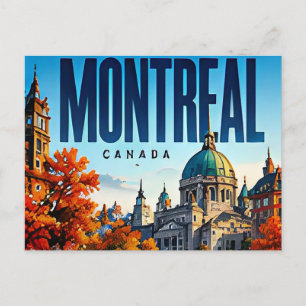 Cartão Postal 🍁 Moderno Horizonte de Montreal Estilo Urbano 🍁