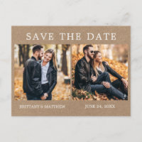 Moderno Minimalista 2 Fotos Kraft Save The Date