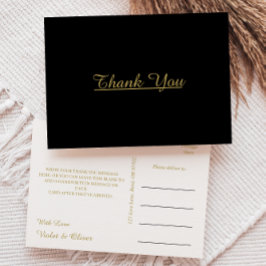 Cartão Postal Moderno Minimalista | Casamento Dourado Negro Obri