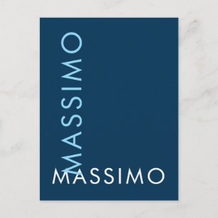 Cartão Postal Moderno Minimalista Elegante Simples Nome Azul Pru