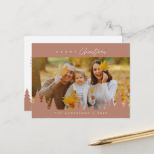 Cartão Postal Moderno Minimalista, Família Feliz no Natal Foto