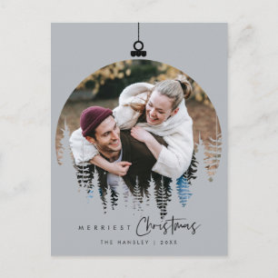 Cartão Postal Moderno Minimalista, Família Feliz no Natal Foto