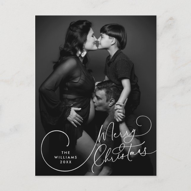 Cartão Postal Moderno Minimalista, Feliz Natal Família Foto (Frente)
