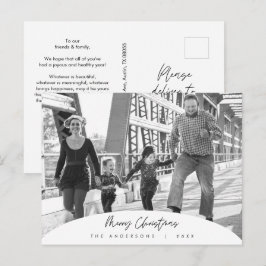 Cartão Postal Moderno Minimalista, Feliz Natal Família Foto Po