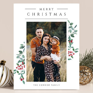 Cartão Postal Moderno Minimalista Feliz Natal Uma Foto