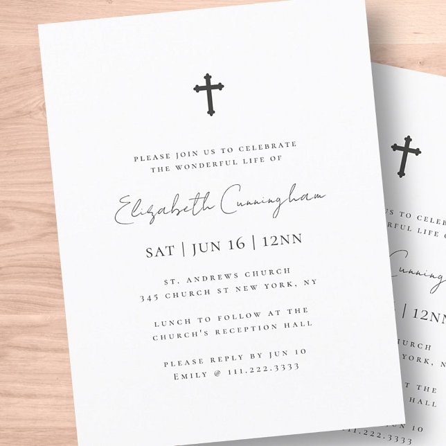 Cartão Postal Moderno Minimalista Memorial Funeral Cruz Simples (Criador carregado)
