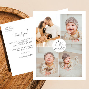 Cartão Postal Moderno Minimalista Múltipla Foto Novo Bebê Obriga