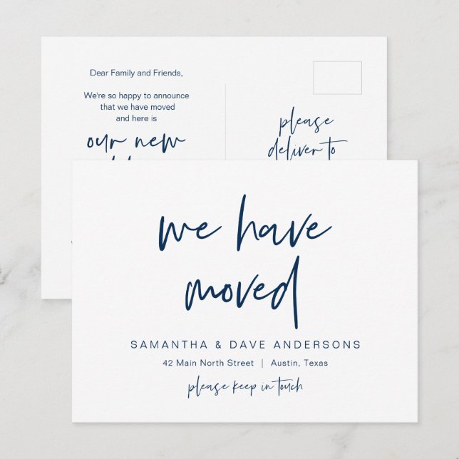 Cartão Postal Moderno minimalista, nos mudamos, anunciando Pos (Frente/Verso)