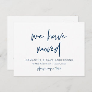 Cartão Postal Moderno minimalista, nos mudamos, anunciando Pos
