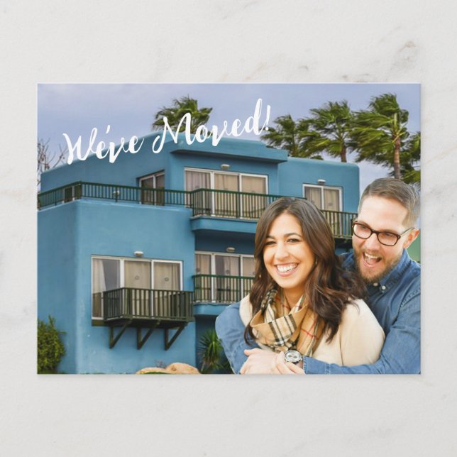 Cartão Postal Moderno Mudamos Foto Novo Anúncio de Endereço (Frente)