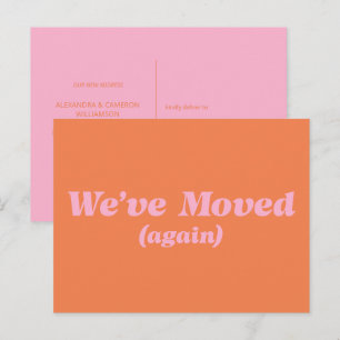 Cartão Postal Moderno Mudamos Nova Casa Mudança Rosa Laranja