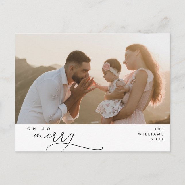 Cartão Postal Moderno, Natal, Foto Familiar, Oh Tão Feliz (Frente)