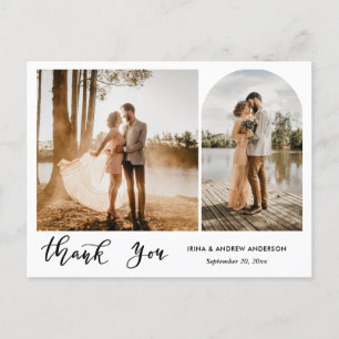 Cartão Postal Moderno Obrigado Escrevendo Fotos De Casamento