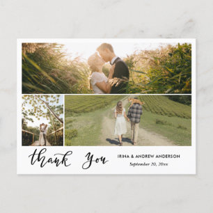 Cartão Postal Moderno Obrigado Escrevendo Fotos De Casamento