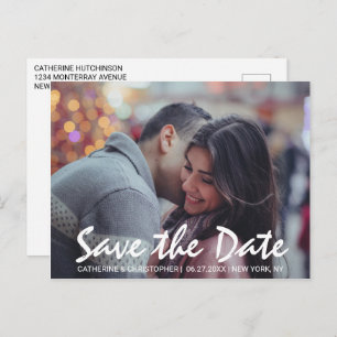 Cartão Postal Moderno Salve a Data com a Foto Escrita