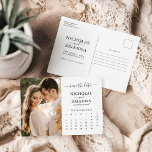 Cartão Postal Moderno Salve o Calendário de Fotos de Data Simple<br><div class="desc">Moderno Salve o Cartão-Postal Simples Elegante do Calendário de Fotografias da Data. Personalize facilmente substituindo cada informação. Carregue um retrato/foto vertical. Mova o círculo clicando no link Personalizar ainda mais. Verifique a visualização antes de adicionar ao carrinho. (Foto de Jonathan Borba,  do Pexels)</div>