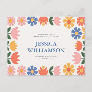 Cartão Postal Moderno Script Retro Floral Agradecimento de Gradu