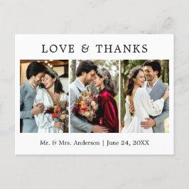 Cartão Postal Moderno Simples Amor e Agradecimento Casamento 3 F