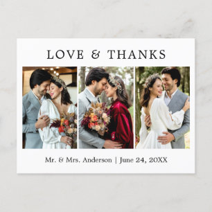 Cartão Postal Moderno Simples Amor e Agradecimento Casamento 3 F