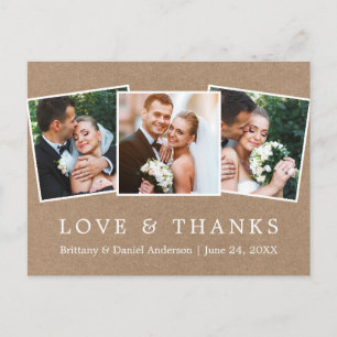 Cartão Postal Moderno Simples Amor Obrigado Casamento 3 Foto Kra