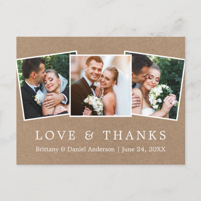 Cartão Postal Moderno Simples Amor Obrigado Casamento 3 Foto Kra (Frente)