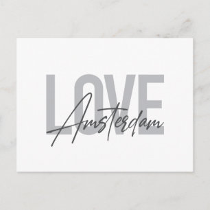 Cartão Postal Moderno, simples, chic, legal design Love Amsterda