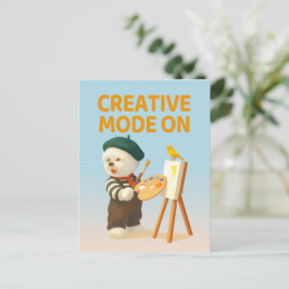 Cartão Postal Modo Criativo Ativado: Pintor Bichon Artista Arte