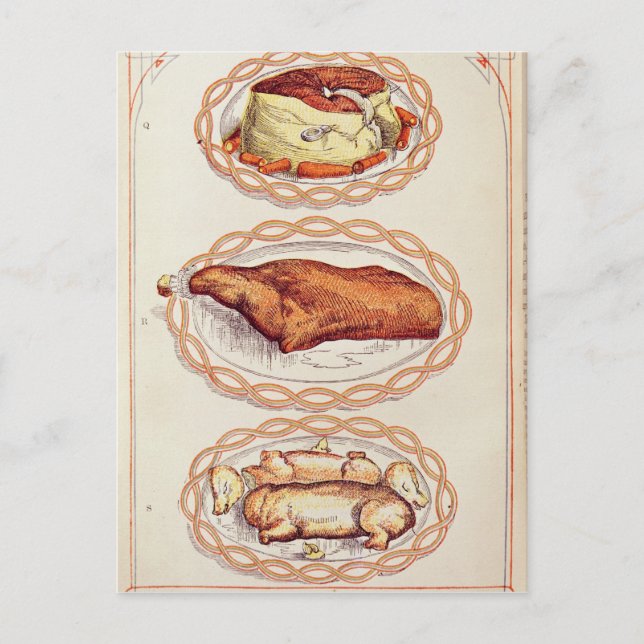 Cartão Postal Modo moderno de servir pratos, da Sra. Beaton (Frente)