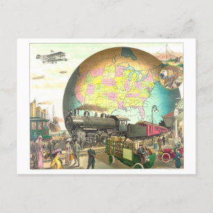 Cartão Postal Modos de Transporte Litógrafo Vitoriano