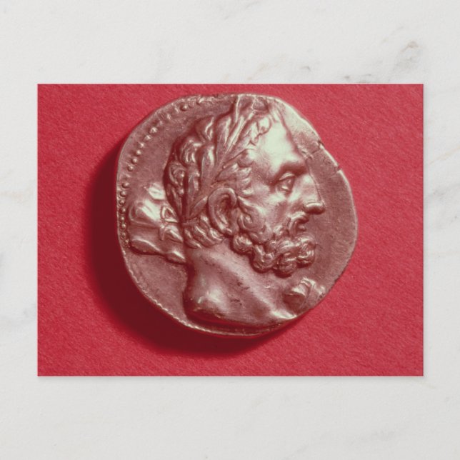 Cartão Postal Moeda de punho com a cabeça de Hamilcar Barca (Frente)