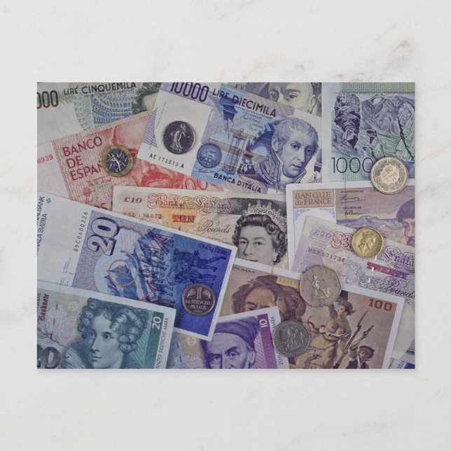 Cartão Postal Moeda europeia (Frente)