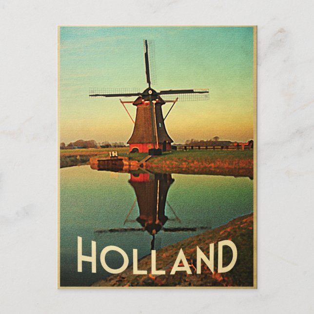 Cartão Postal Moinho de vento da Holanda (Frente)