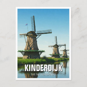 Cartão Postal Moinho de vento em Kinderdijk Países Baixos