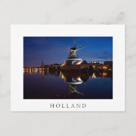 Cartão Postal Moinho de vento Leidschendam com reflexo à noite