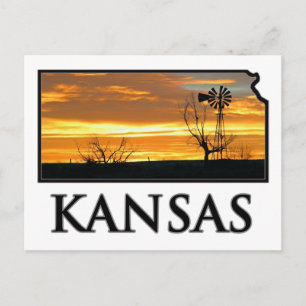 Cartão Postal Moinho de vento na fazenda do Kansas