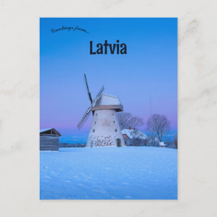 Cartão Postal Moinho de vento na Letónia