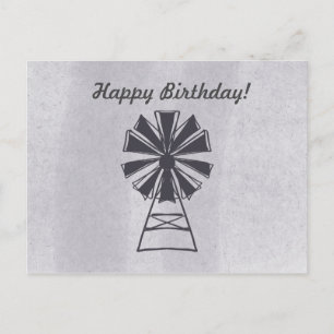 Cartão Postal Moinho de Vento para Qualquer Ocasião de Aniversár
