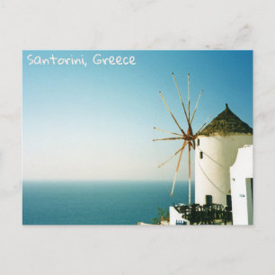 Cartão Postal Moinho de vento Santorini, Grécia