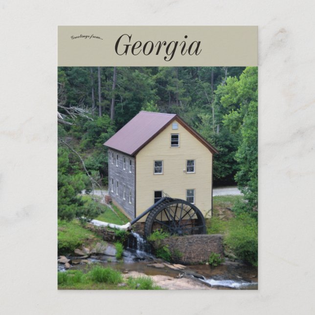 Cartão Postal Moinho Histórico Sell em Hoschton Geórgia (Frente)