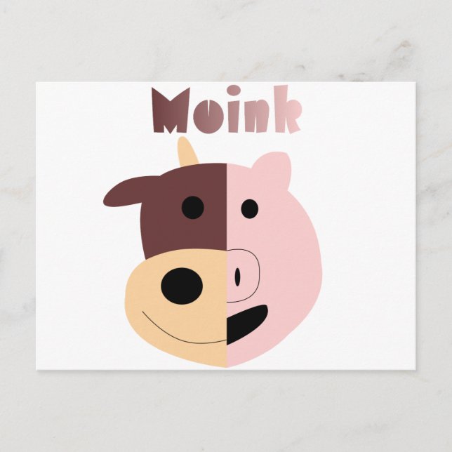 Cartão Postal Moink: Cartoon Boi e porco postal (Frente)