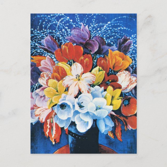 Cartão Postal Moise Kisling, Buquê de Tulipas, (Frente)