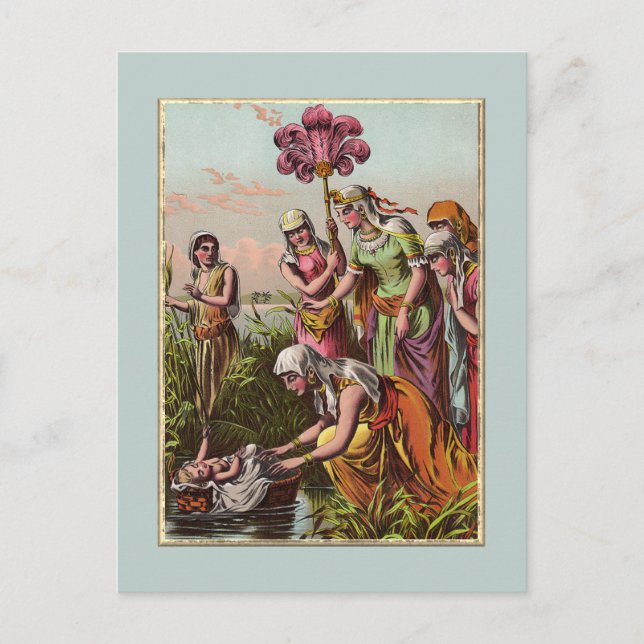 Cartão Postal Moisés De Bebê Em Uma Cesta (Frente)