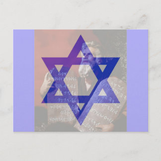 Cartão Postal Moisés, os Comprimidos e a Estrela de David.