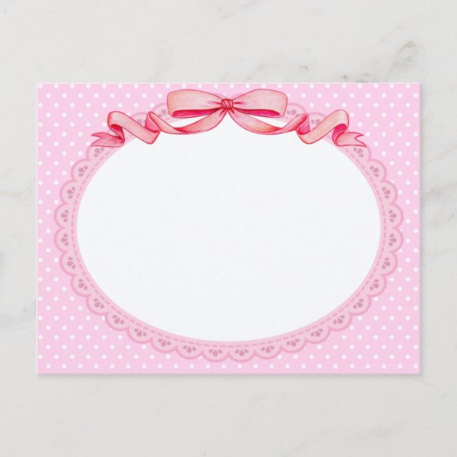 Cartão Postal Moldura com Arco de Bolinhas Rosa Antigo (Frente)