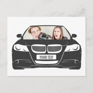 Cartão Postal Moldura de Carro com Foto Personalizada Engraçada
